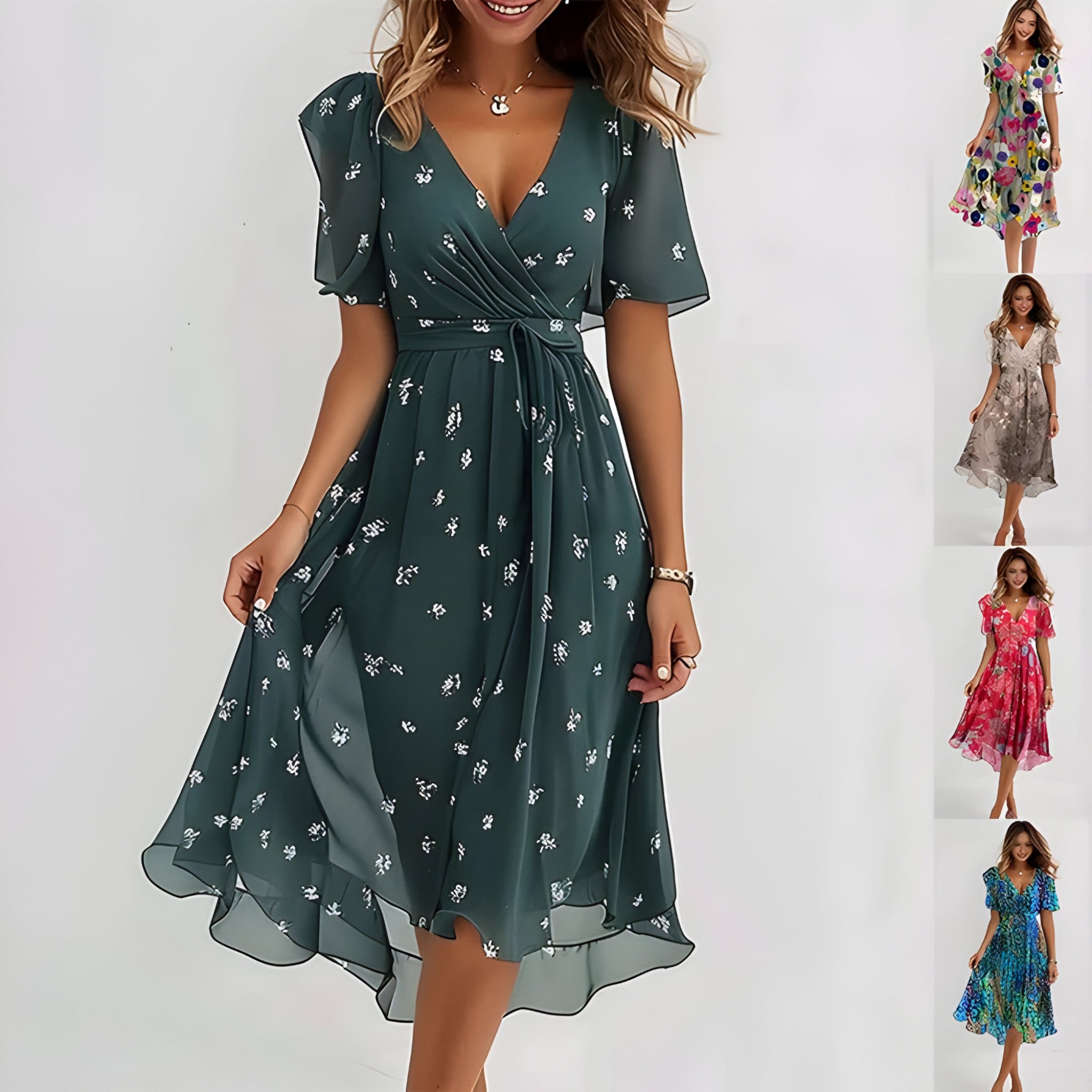 Kristel - Elegant Floral Midi Dress