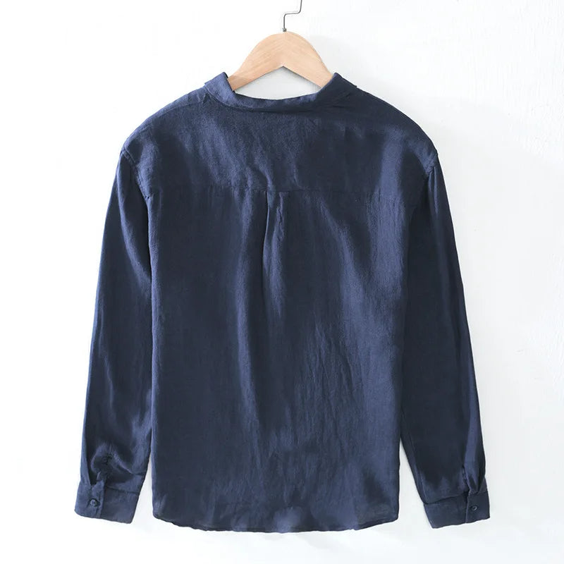 Linen Pullover Shirt Long-Sleeve Casual