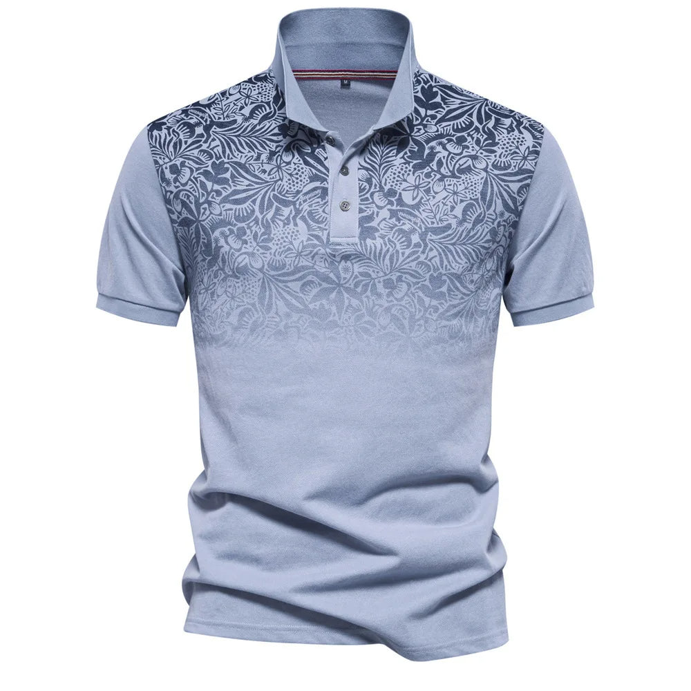 Floral Gradient Print Polo Shirt