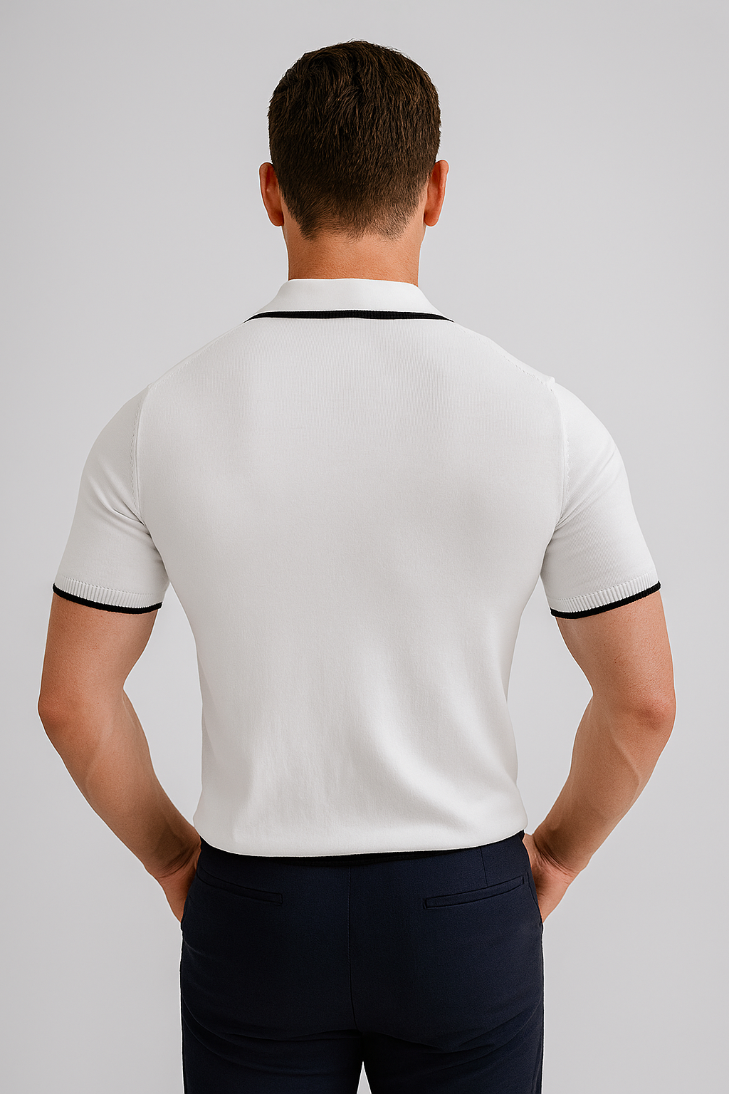 Contrast Trim White Polo Shirt