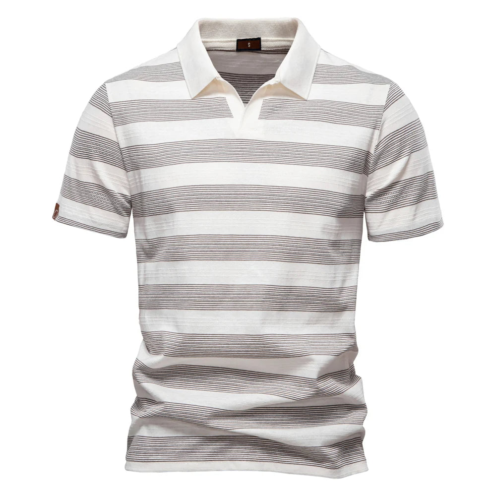 Striped Knit Polo Shirt