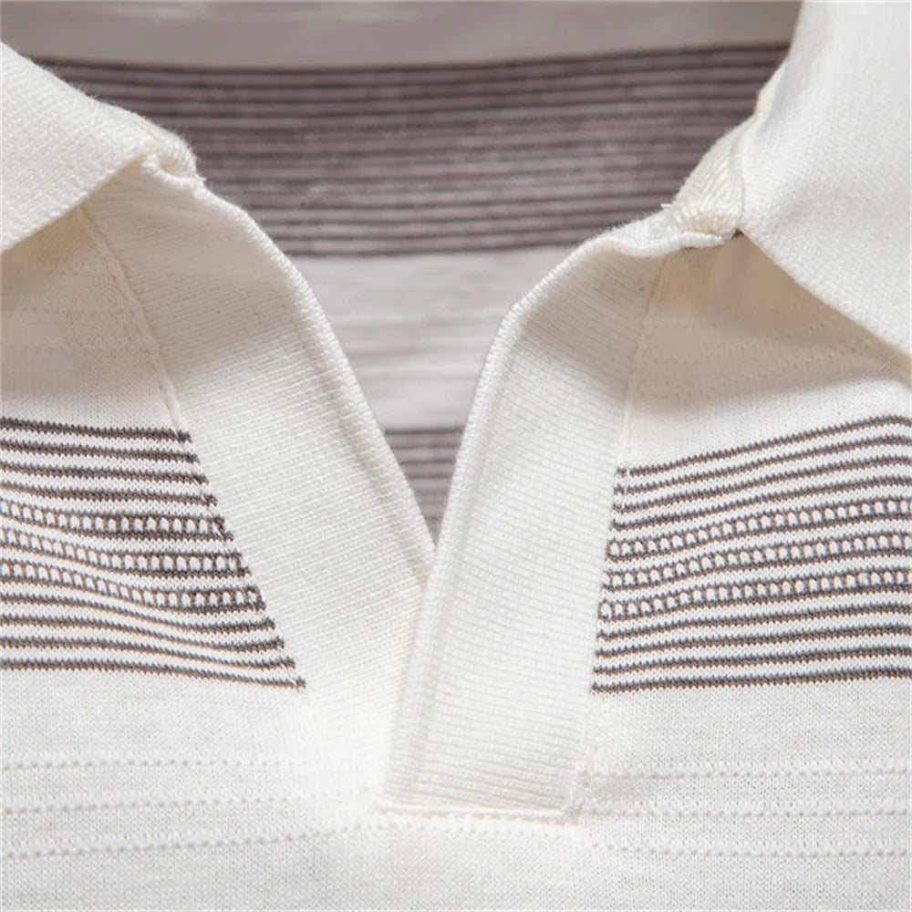 Striped Knit Polo Shirt