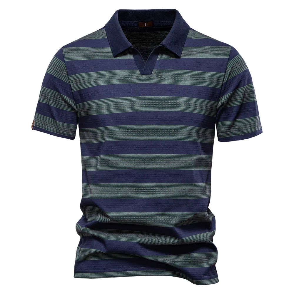 Striped Knit Polo Shirt