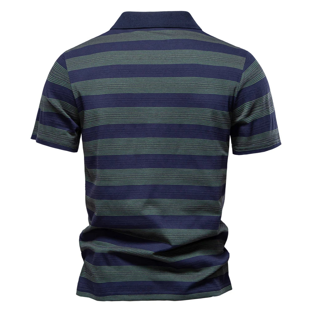 Striped Knit Polo Shirt