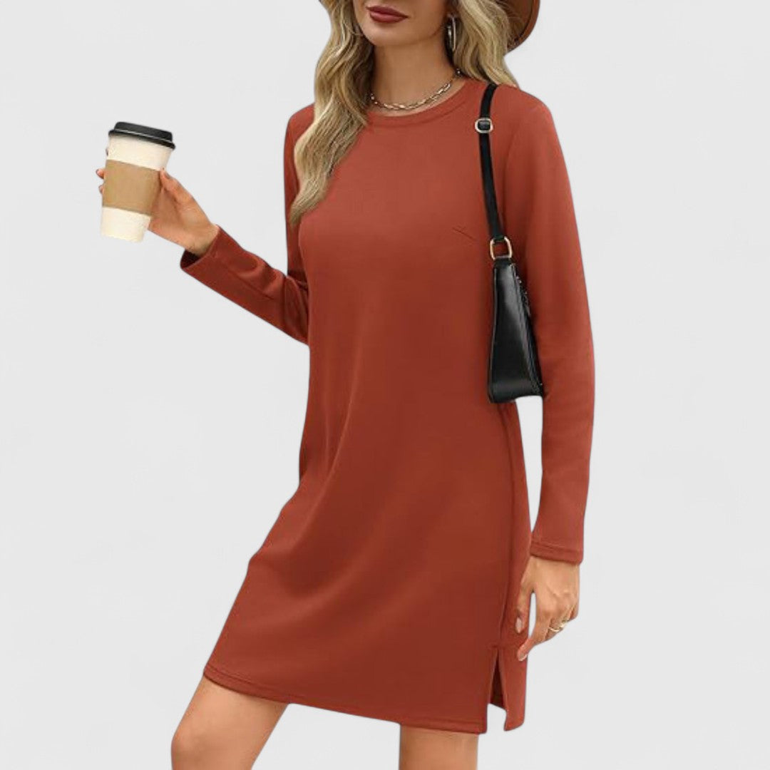 Irene - Casual Long Sleeve Round Neck Mini Dress