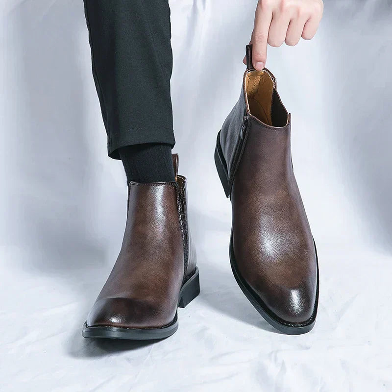 Daniel™ - Leather Chelsea boots with zipper