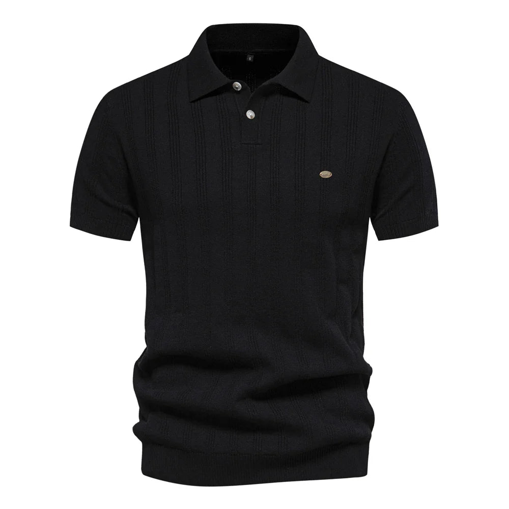 Ribbed Short Sleeve Polo Shirt