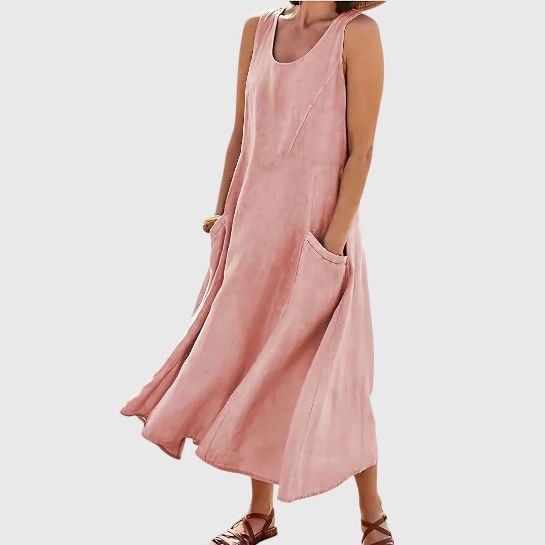 Shaun - Casual Sleeveless Dress with Pockets