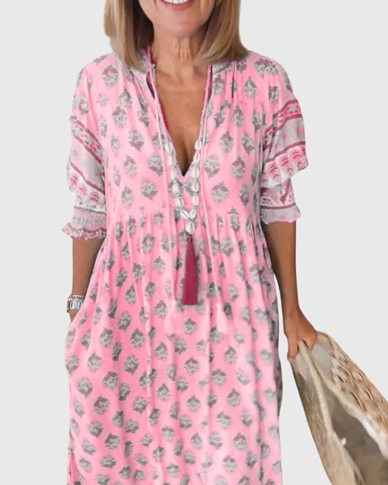 Bridget - Printed V-Neck Dress