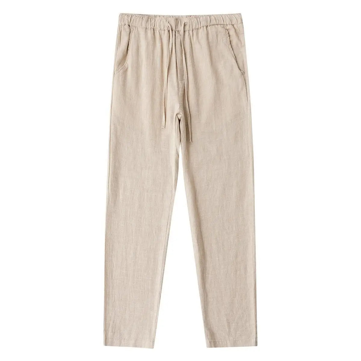 Cotton-Linen Straight-Leg Pants
