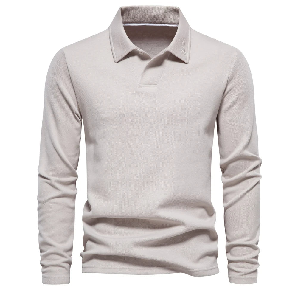Long-Sleeve Polo Shirt with Collar