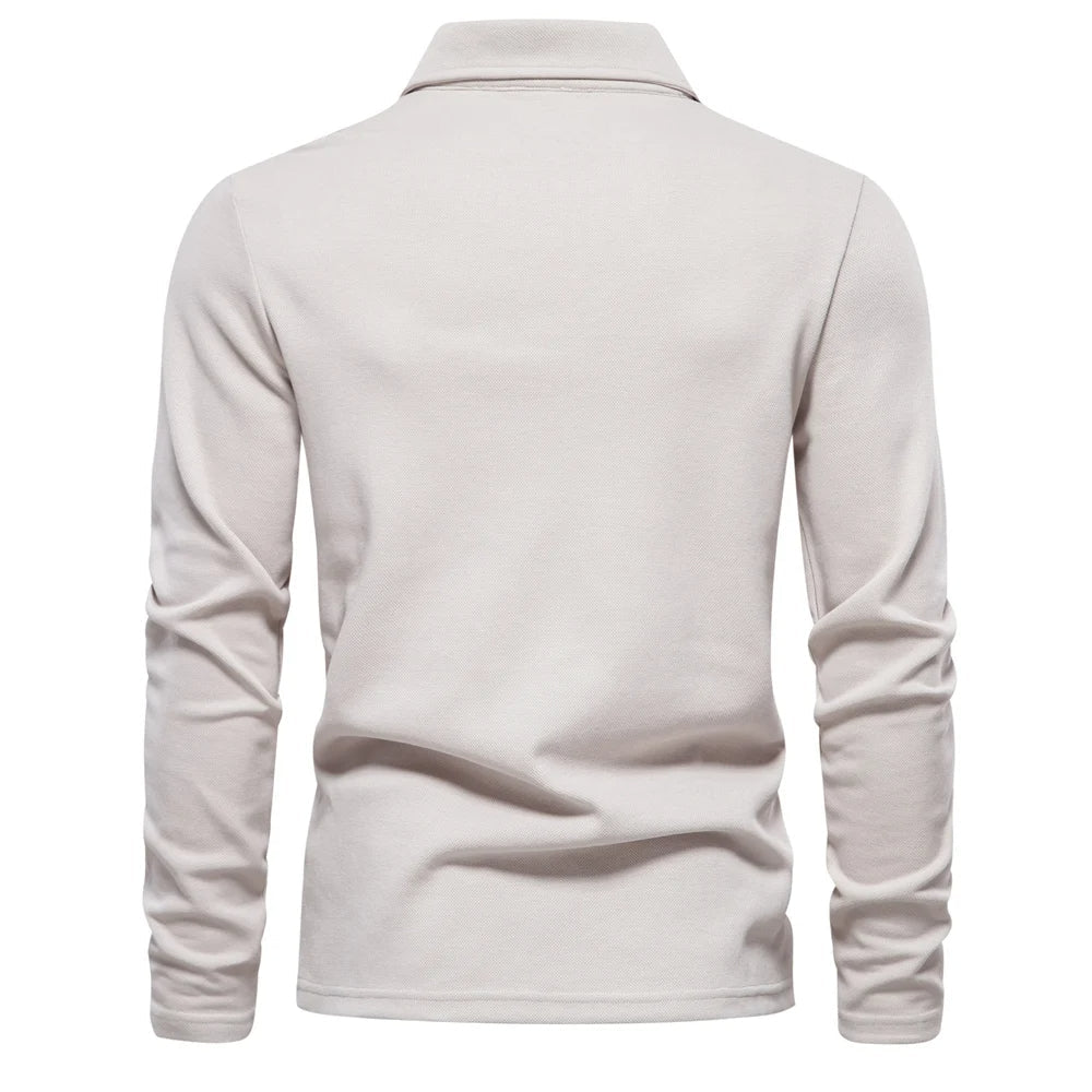 Long-Sleeve Polo Shirt with Collar