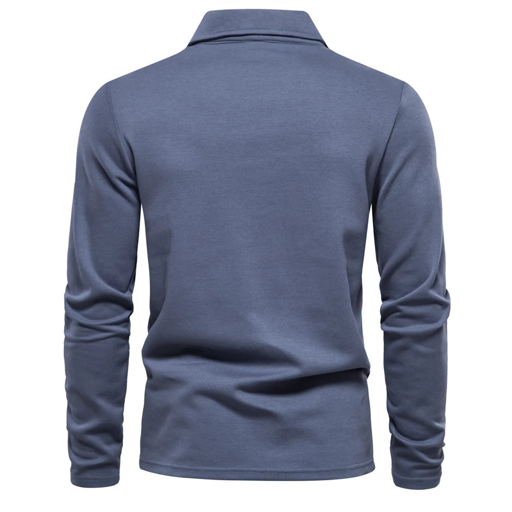 Long-Sleeve Polo Shirt with Collar