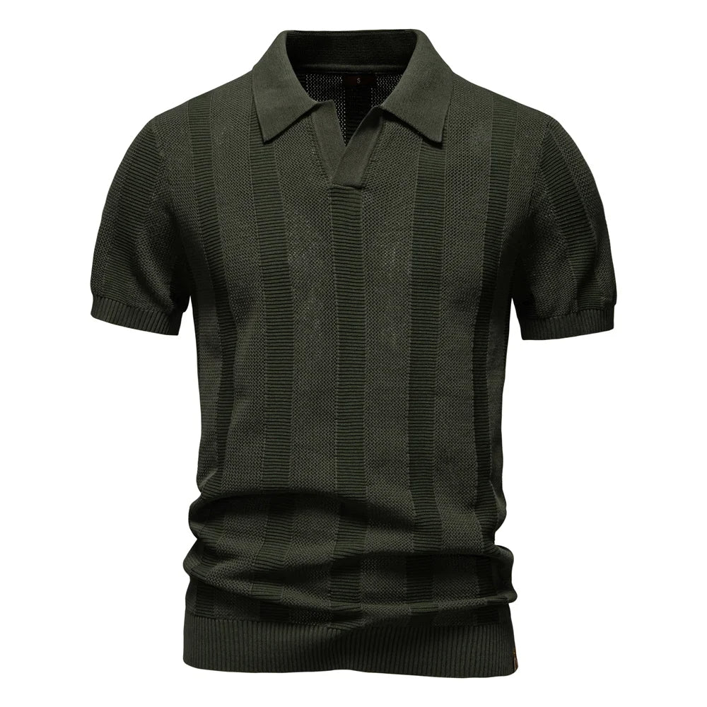 Solid Knit Mesh Polo Shirt