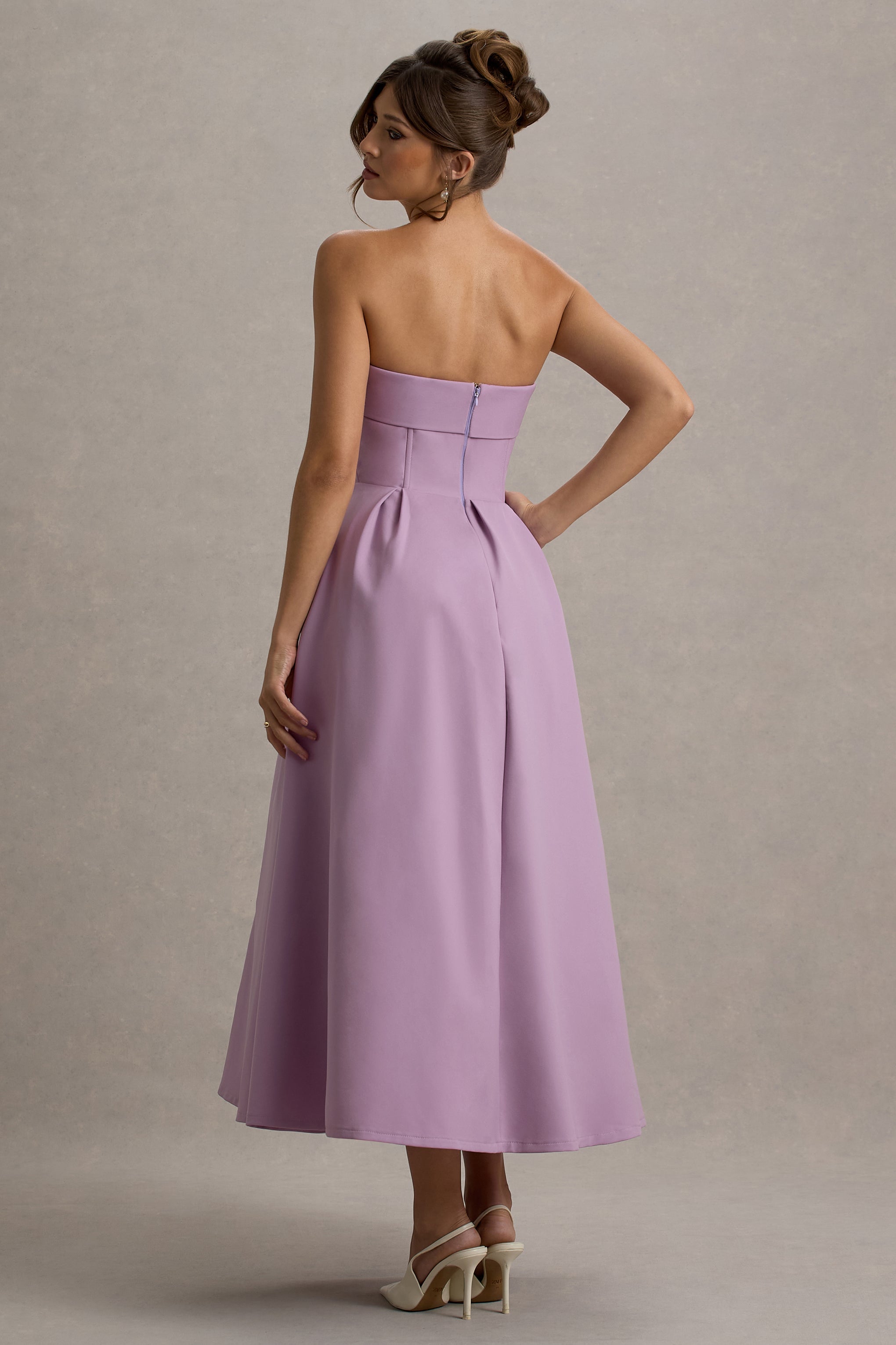 Annalise | Lilac Bandeau Skater Midi Dress