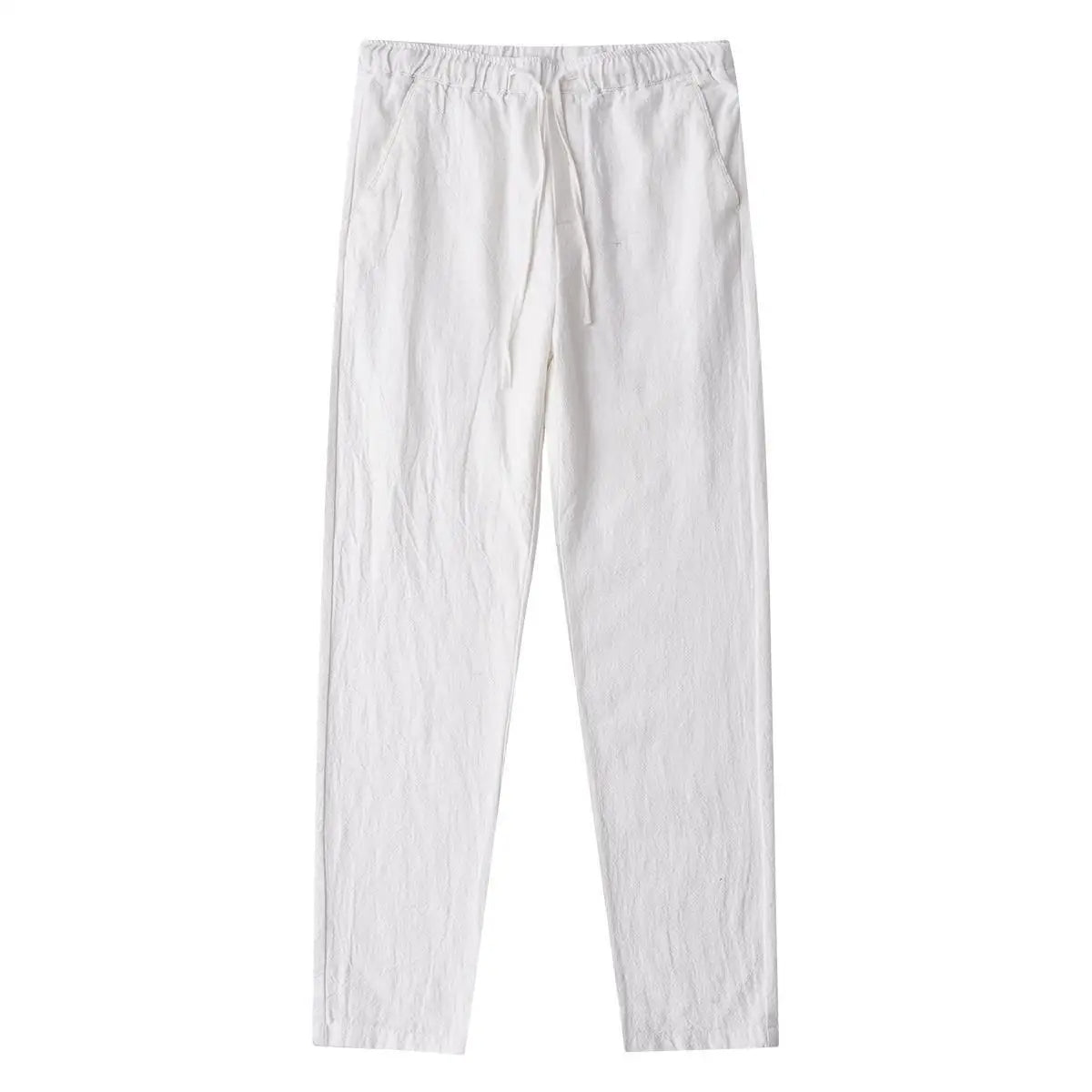 Cotton-Linen Straight-Leg Pants