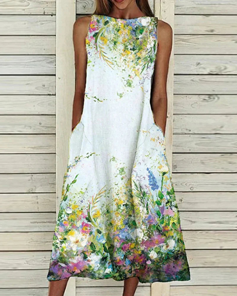Zoey - Ladies summer midi dress with floral pattern