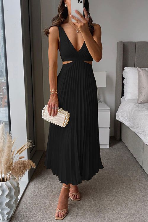 Judy - Elegant pleated evening midi dress for women