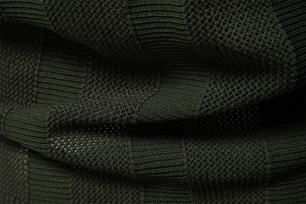 Solid Knit Mesh Polo Shirt