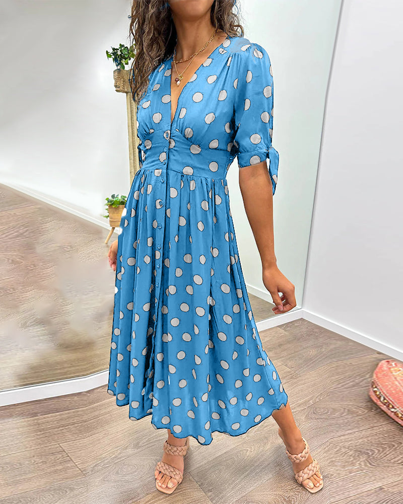 Nipa - Polka Dot V-Neck Dress