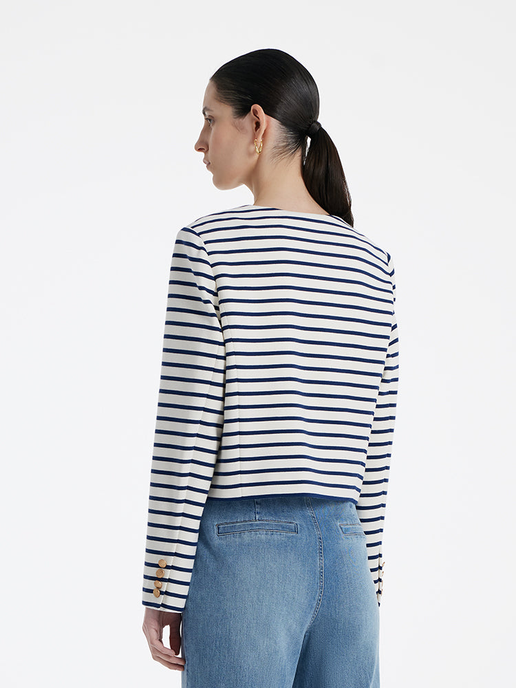 Valmere™ | Striped Cotton Crop Jacket