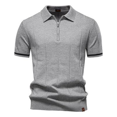 Short Sleeve Polo Shirt with Zip Collar