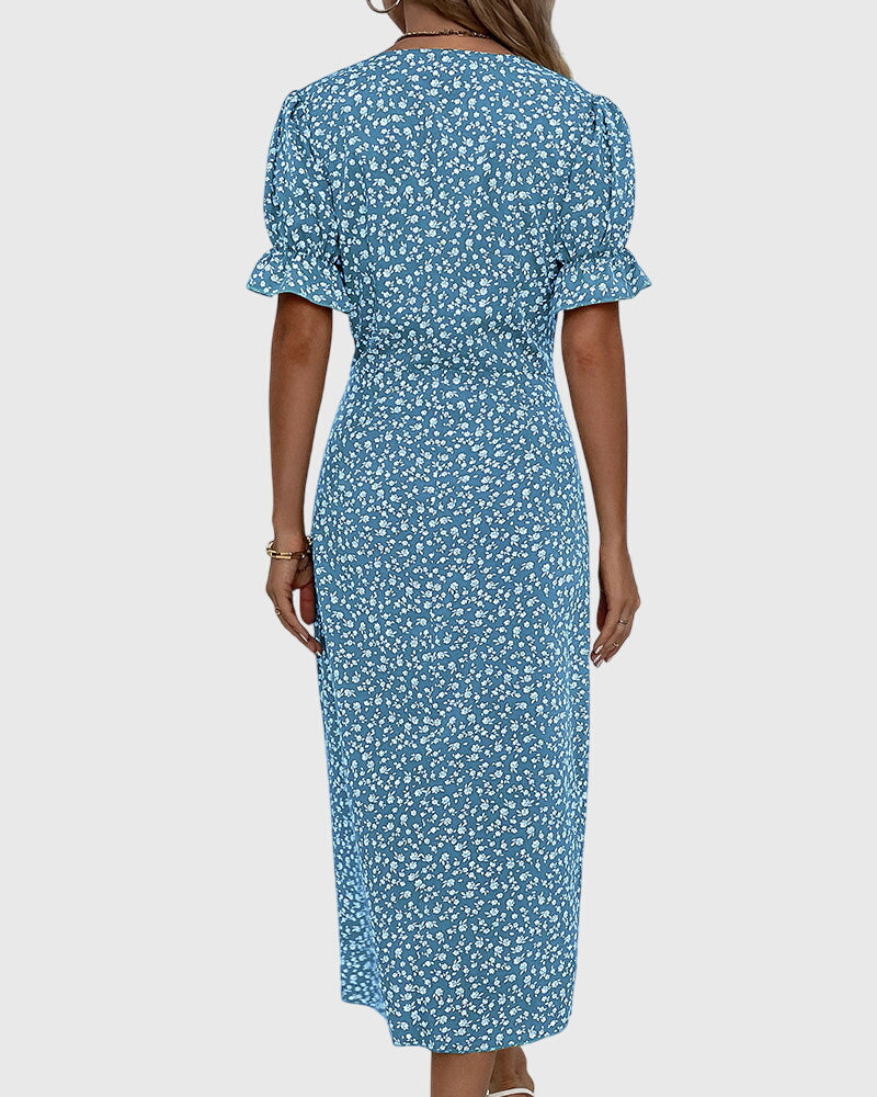 Barbara - Fresh Bloom V-Neck Dress