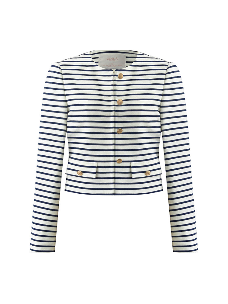 Valmere™ | Striped Cotton Crop Jacket
