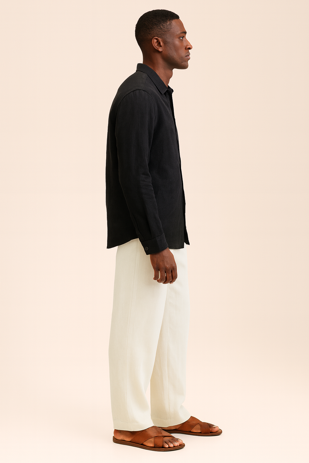 Linen-Cotton Long-Sleeve Shirt