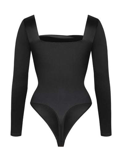 Marlowe & Co | Waterfall Neckline Satin Bodysuit