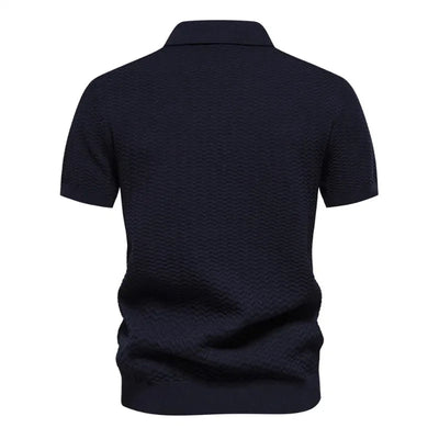 Striped Half Zip Polo Shirt in Short Sleeve