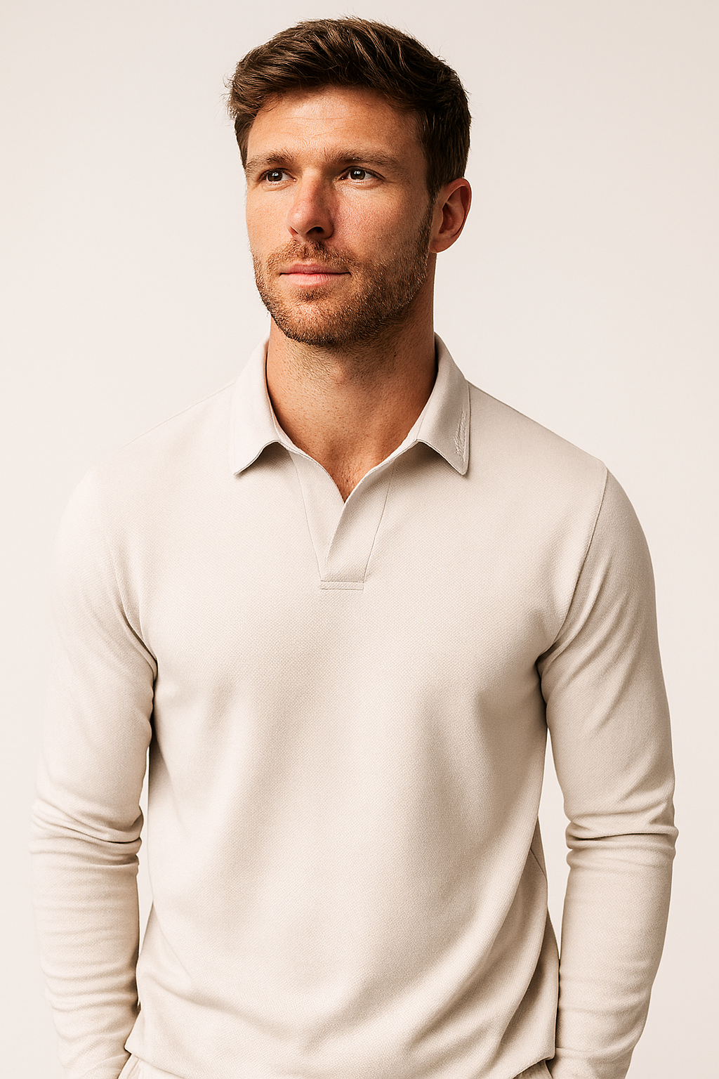Long-Sleeve Polo Shirt with Collar