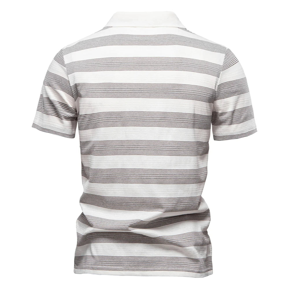 Striped Knit Polo Shirt