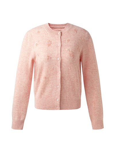 Valmere™ | Women's Floral Beaded Cardigan Made from 100% Wool