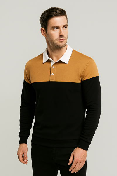 Long Sleeve Polo Sweatshirt
