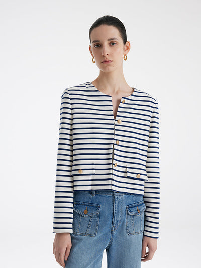 Valmere™ | Striped Cotton Crop Jacket