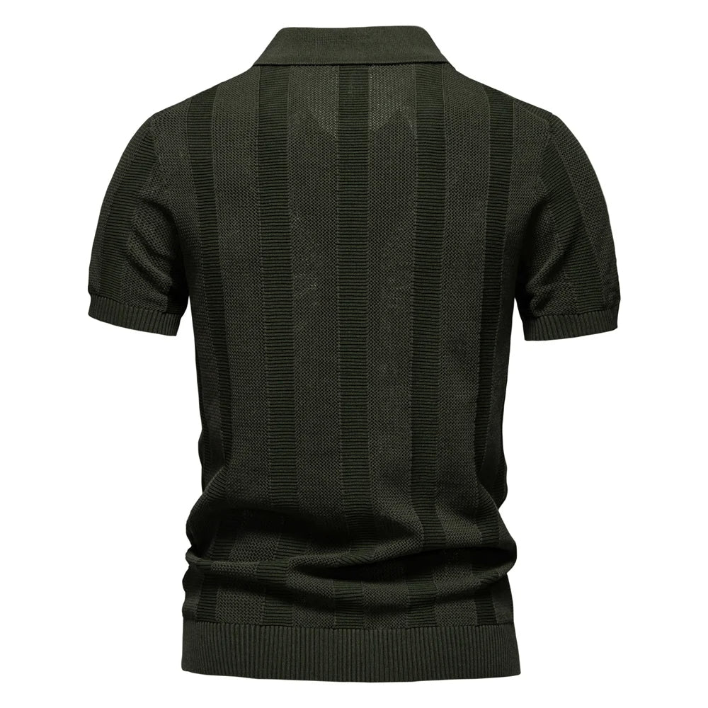 Solid Knit Mesh Polo Shirt