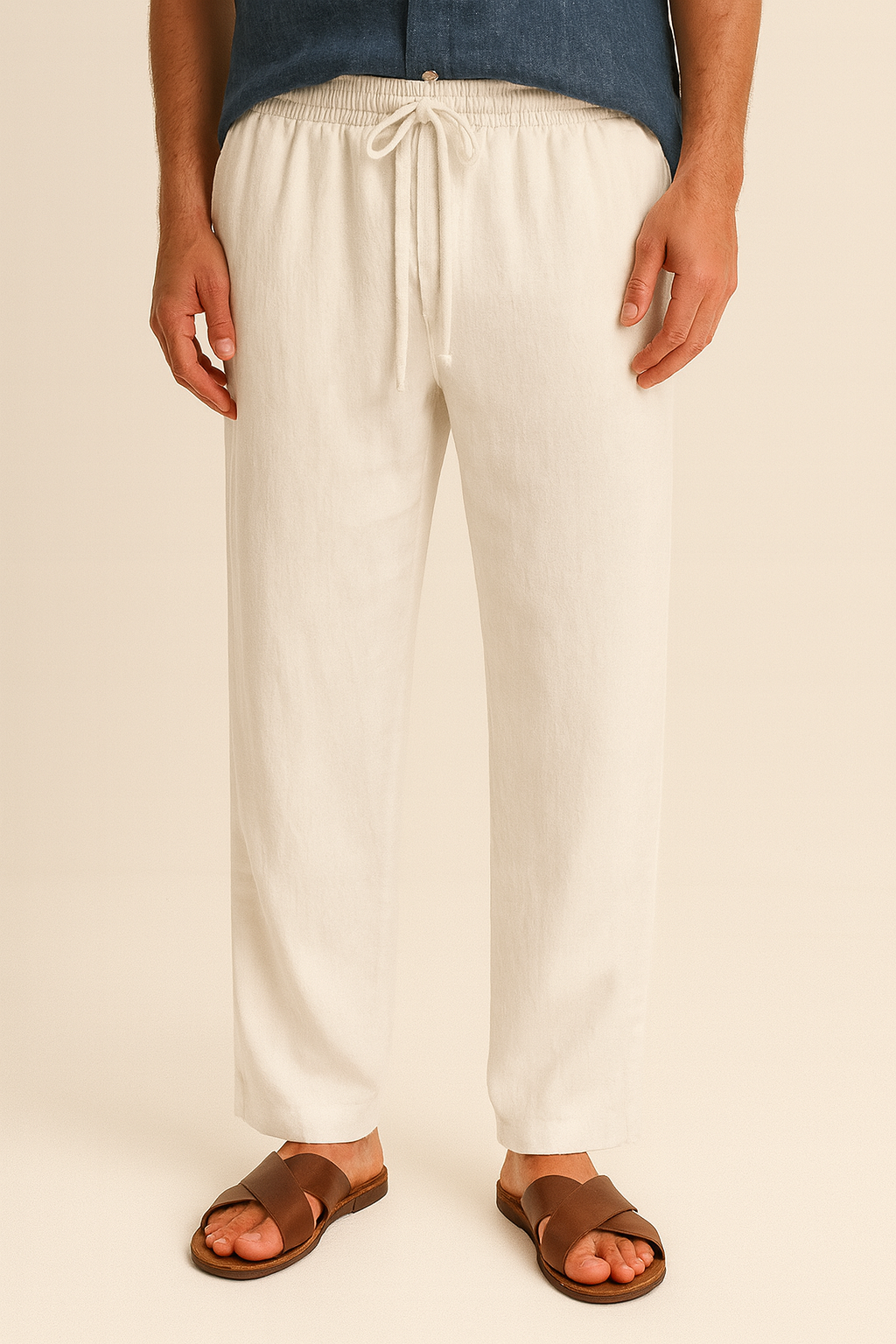 Cotton Linen Wide-Leg Pants