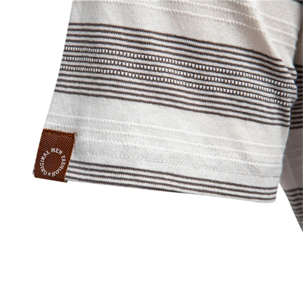 Striped Knit Polo Shirt