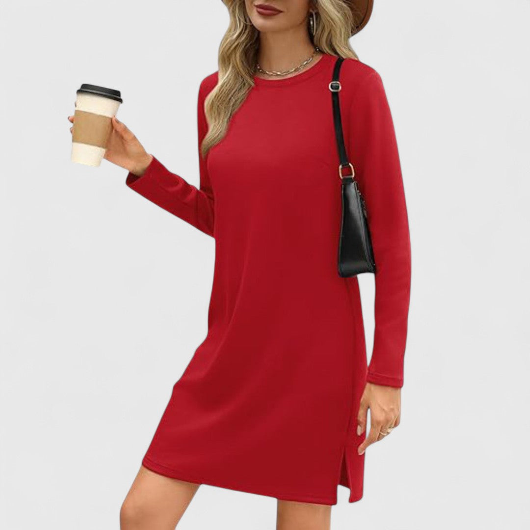 Irene - Casual Long Sleeve Round Neck Mini Dress