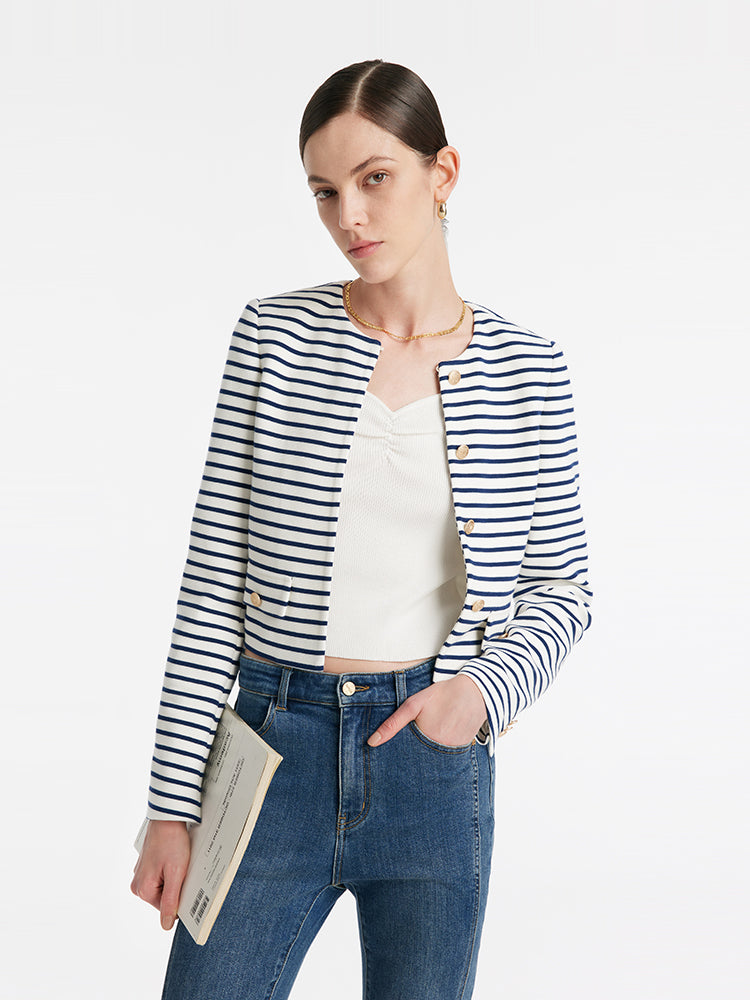 Valmere™ | Striped Cotton Crop Jacket