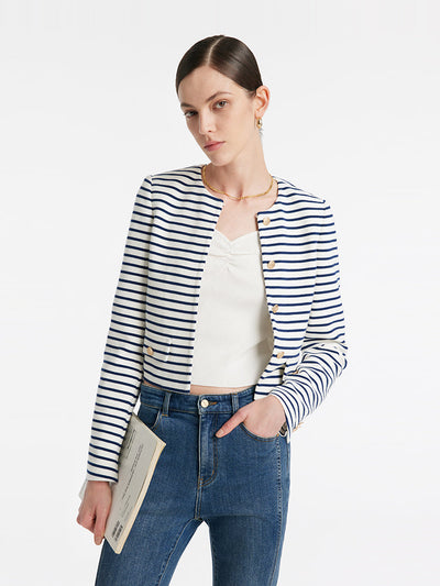 Valmere™ | Striped Cotton Crop Jacket