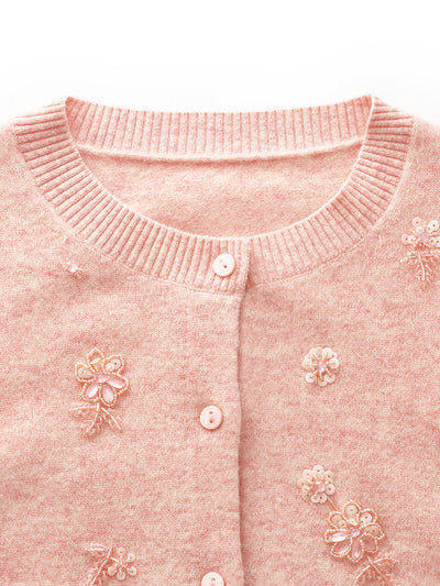 Valmere™ | Women's Floral Beaded Cardigan Made from 100% Wool