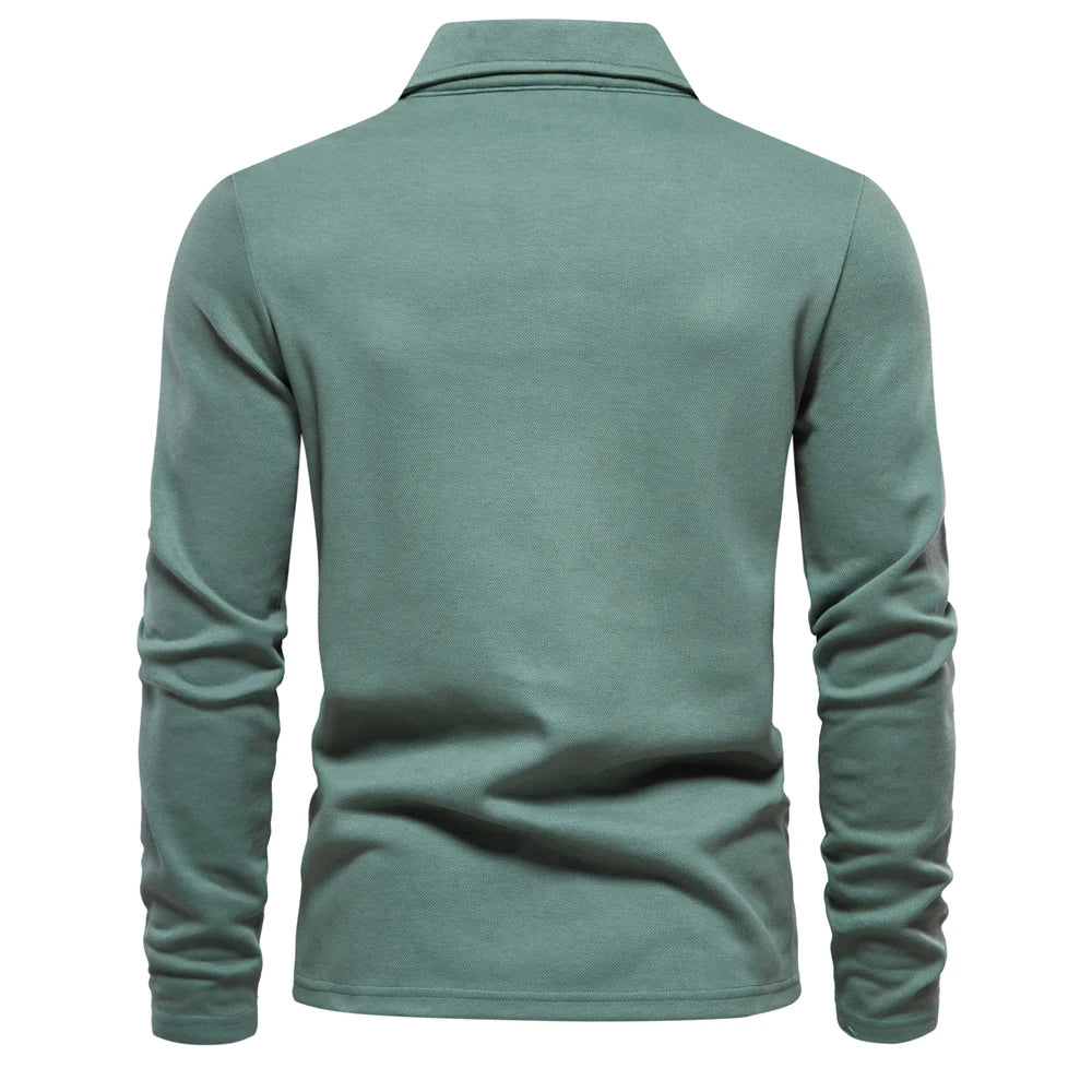 Long-Sleeve Polo Shirt with Collar