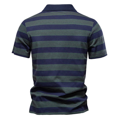 Striped Knit Polo Shirt