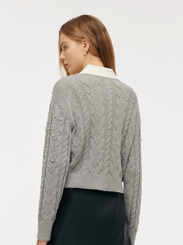 Valmere™ | Pearl-Embellished Mohair Blend Cardigan