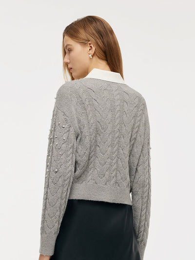 Valmere™ | Pearl-Embellished Mohair Blend Cardigan