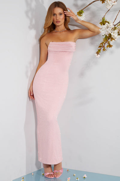 Marlowe & Co | Cowl Neck Maxi Dress in Blush