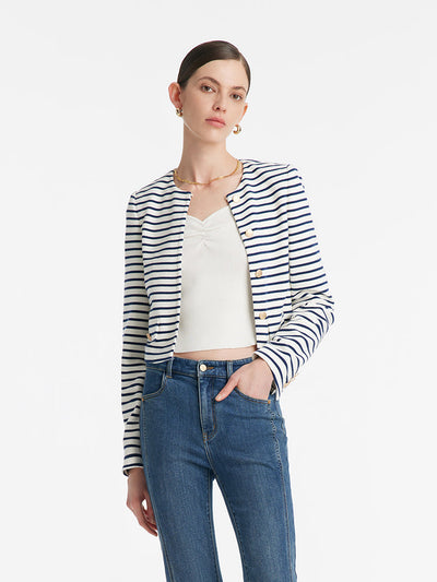 Valmere™ | Striped Cotton Crop Jacket
