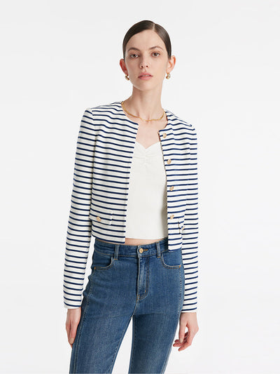 Valmere™ | Striped Cotton Crop Jacket